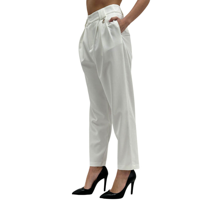 Relish Setmu Pantaloni Donna, Modello Capri, Vita Alta, Bianco