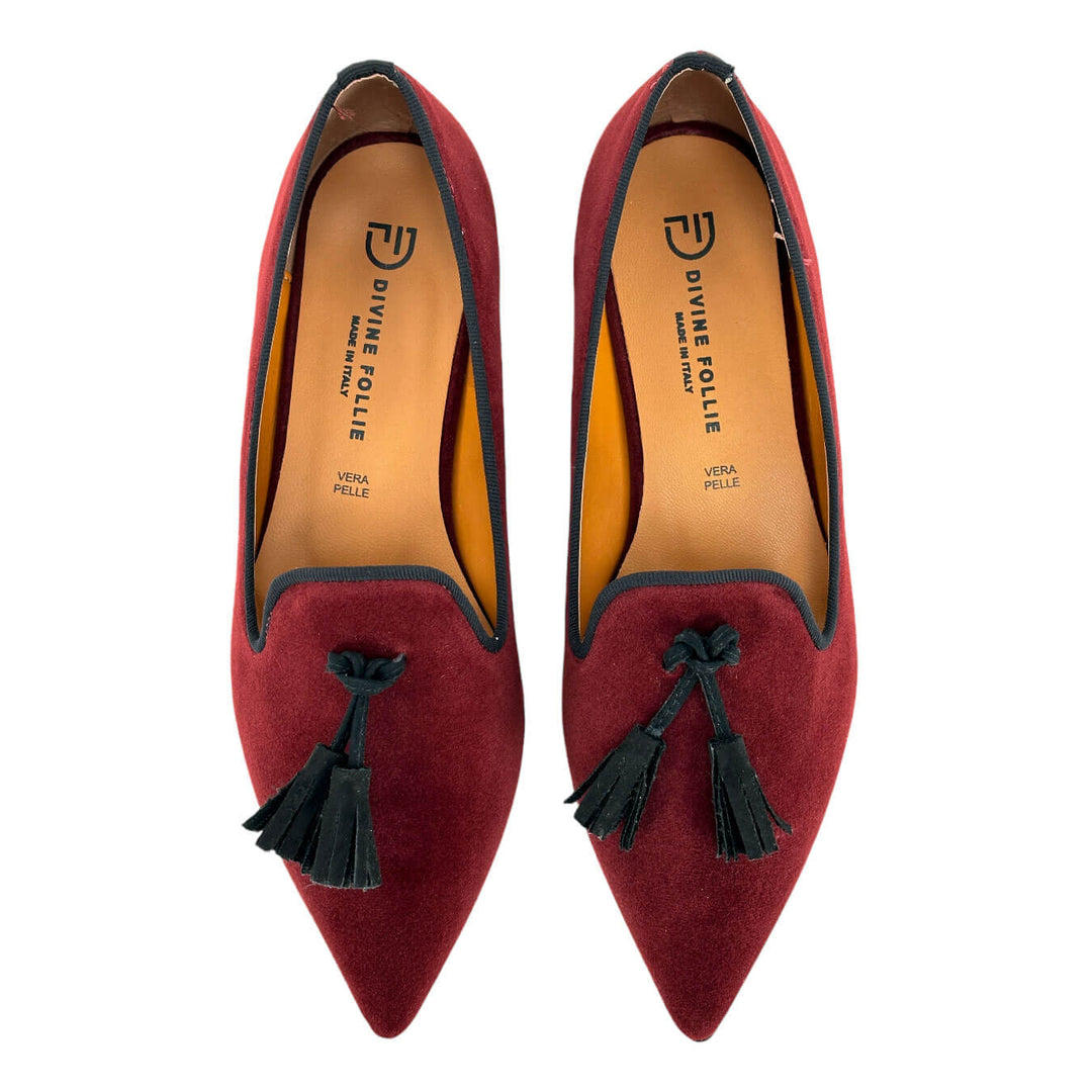 Divine Follie Scarpe Donna, Mocassino, Nappine Frontale, Rosso