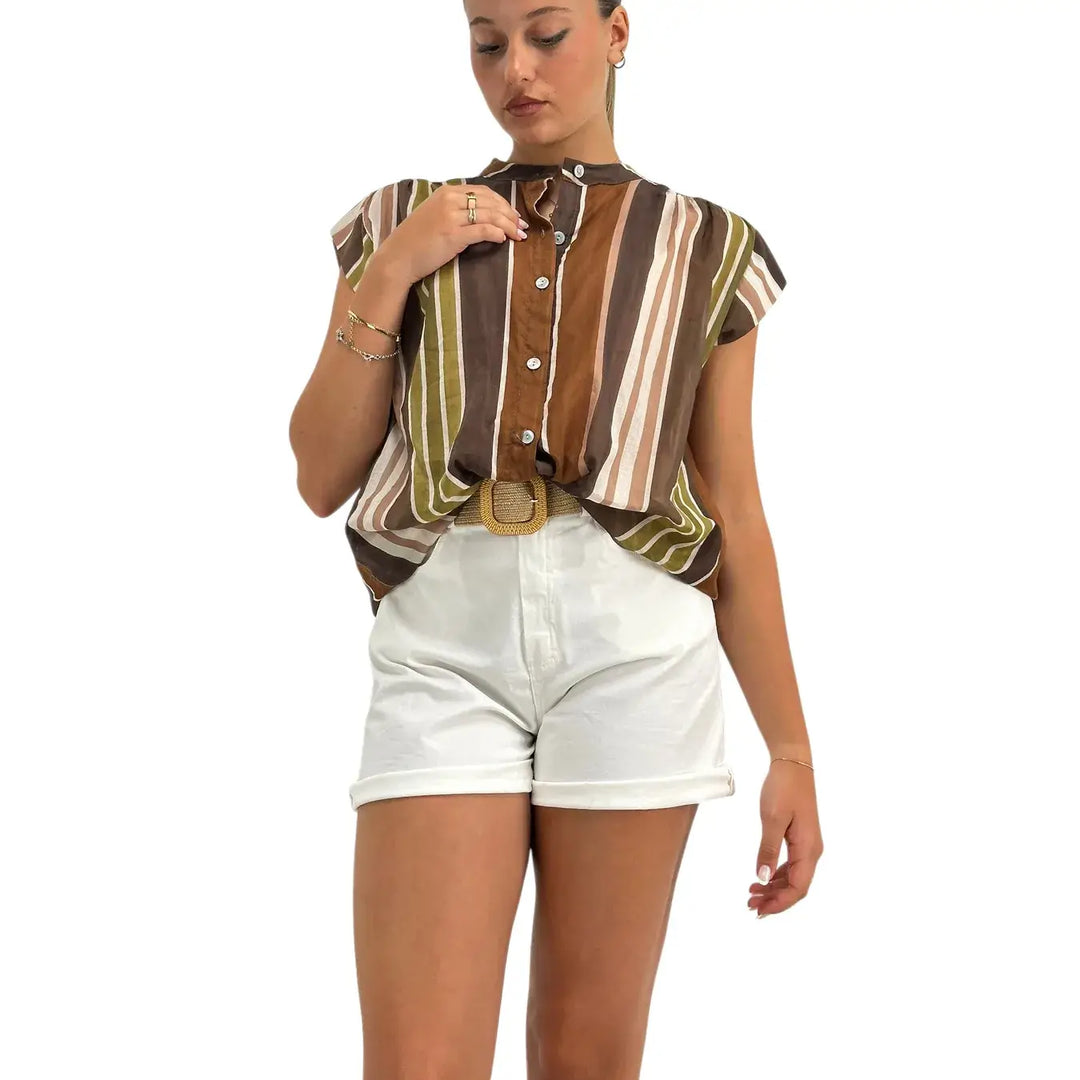 Motel Shorts Donna Bianchi in Cotone Elasticizzato con Vestibilità Casual