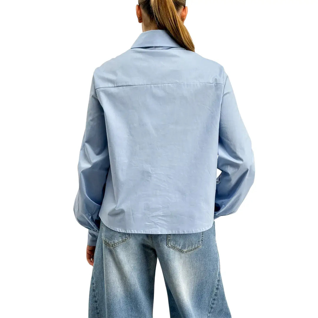 Kontatto, Camicia con Alamari, Donna, Cotone, Azzurro