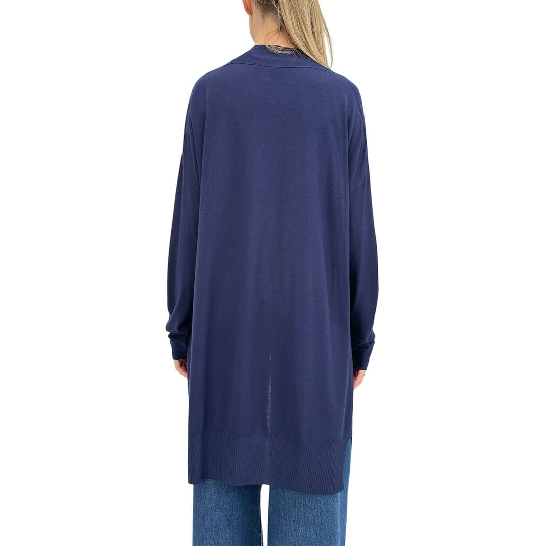 Kontatto Maglia Donna, Cardigan Lungo, Aperto, Blu