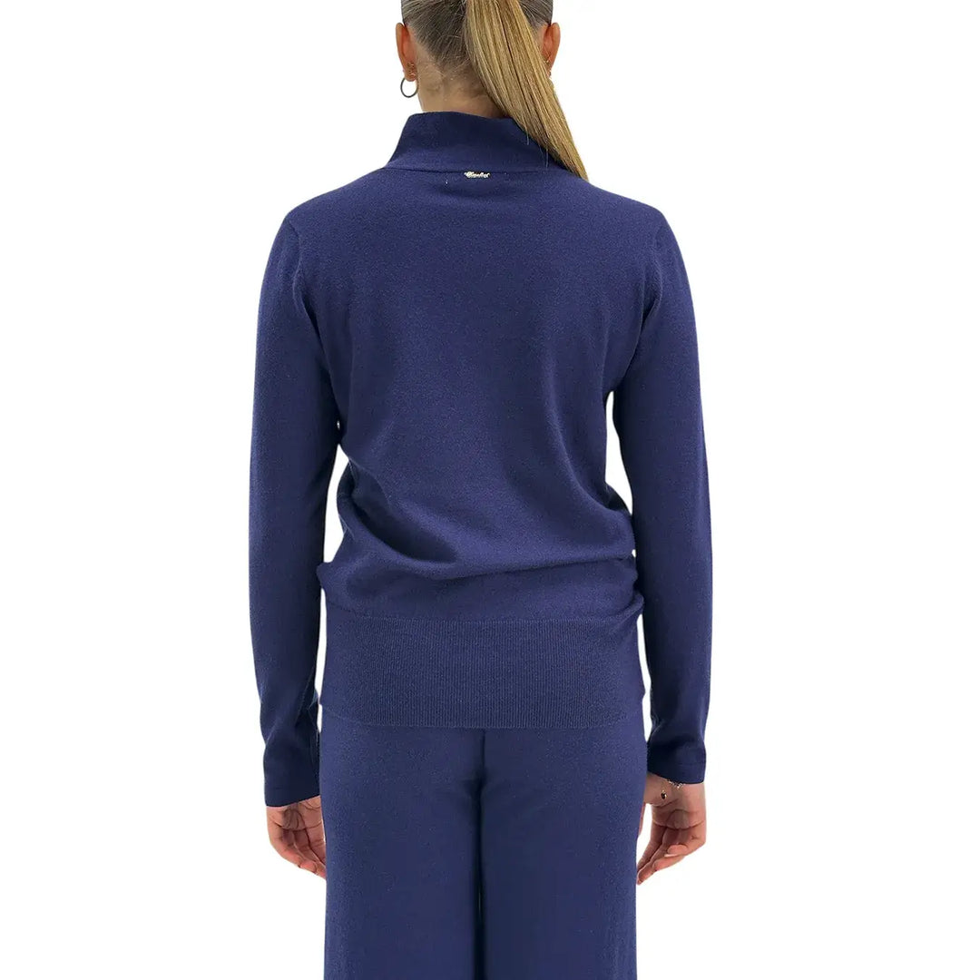 Koralline, Maglia con Fiocco, Donna, Tessuto Misto, Blu