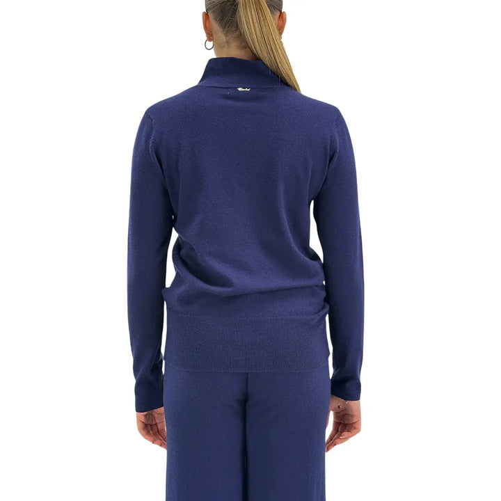 Koralline, Maglia con Fiocco, Donna, Tessuto Misto, Blu