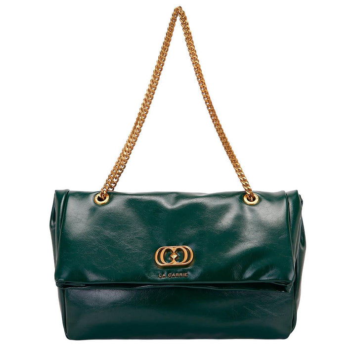 La Carrie Lumi Borsa Donna, Shoulder Bag, Patta, Ecopelle, Verde