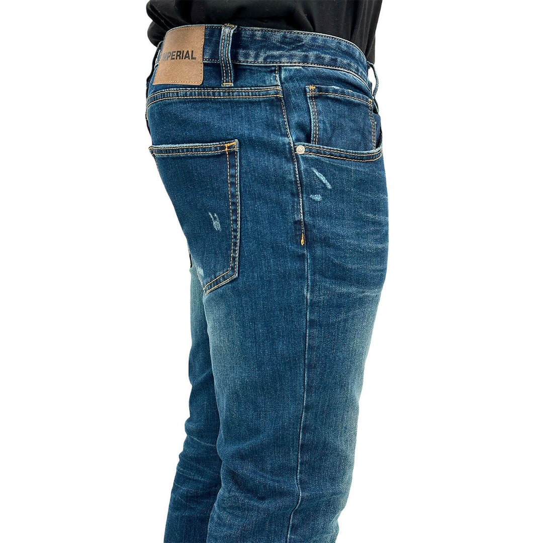 Imperial Pantaloni Uomo, Jeans, Denim, Chino, Cotone, Blu Scuro