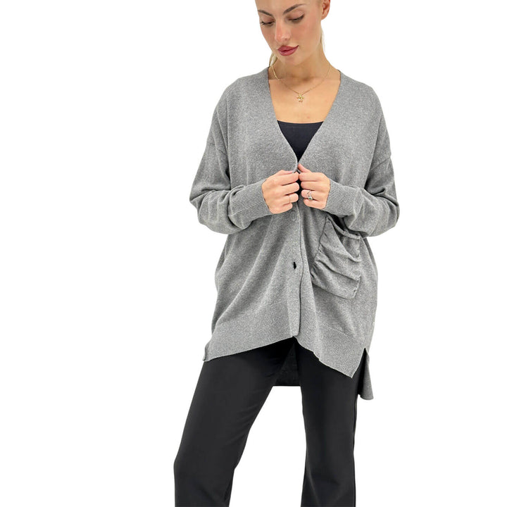 Relish, Cardigan, Donna, Salamina, Cotone, Grigio