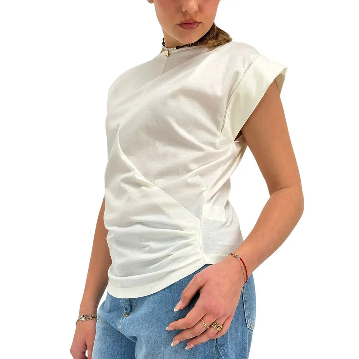 Ottod'Ame, T-Shirt, Donna, Cotone Modal, Latte