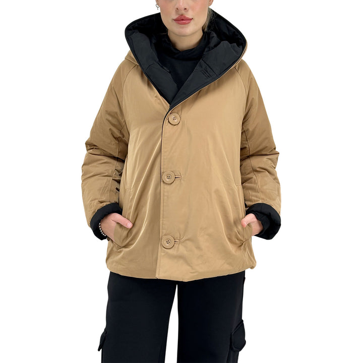 Oof Wear, Giubbotto Double, Donna, Nero-Beige