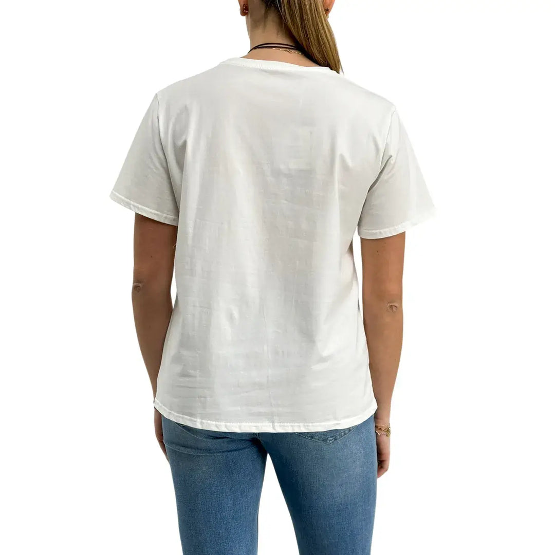 Bassini, T-Shirt, Donna, Stampa, Cotone, Bianco