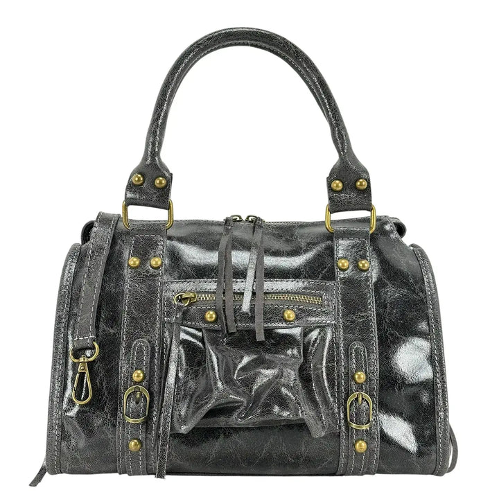 Bassini, City Bag, Media, Vera Pelle, Grigio