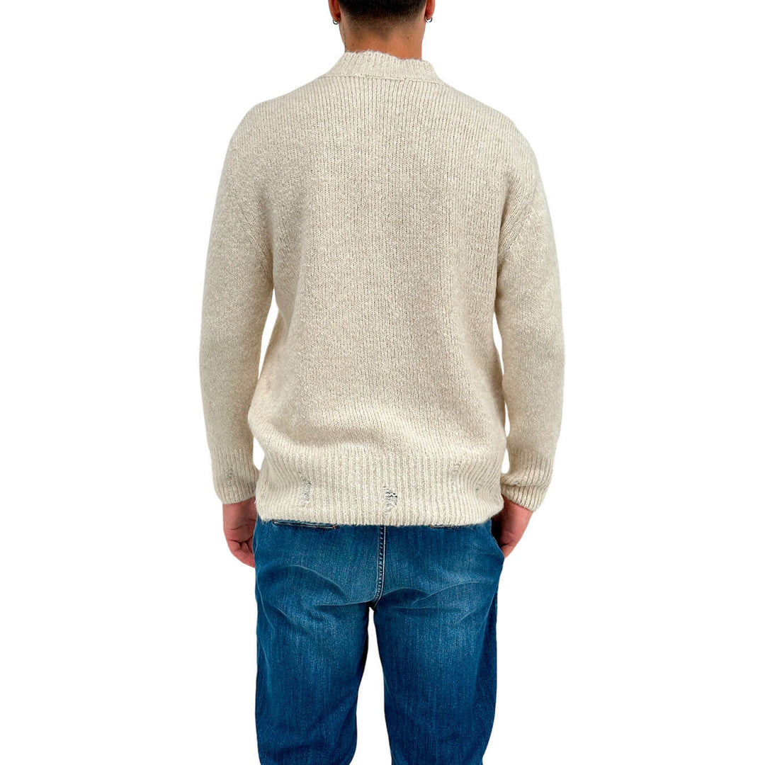 I'm Brian Men's Sweater, Crewneck, Wool Blend, Used Effect, Cream