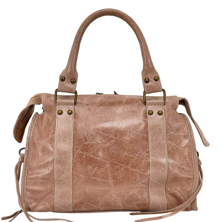 Bassini Borsa Donna, Modello Bugatti Medio, Tracolla, Pelle, Rosa