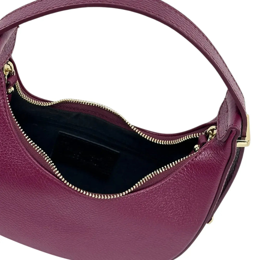 Bassini Borsa Donna Mini in Pelle Bordeaux con Tracolla Regolabile e Chiusura Zip