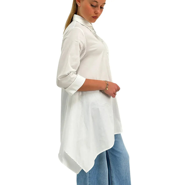 Bassini, Blusa, Donna, Maniche 3/4, Cotone, Bianco