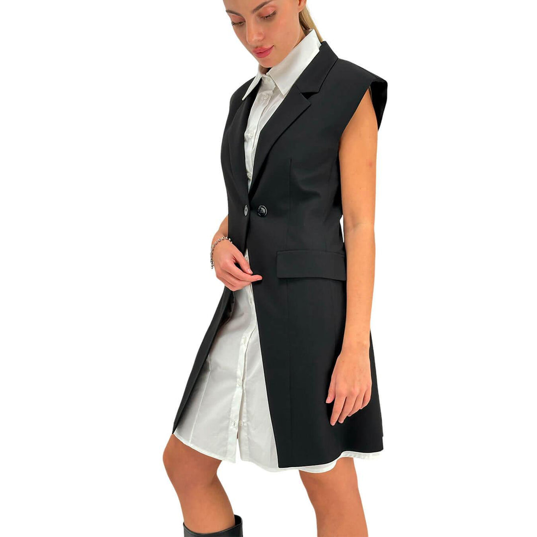 Imperial Abito Due Pezzi Donna, Camicia e Gilet, Cotone, Bianco e Nero