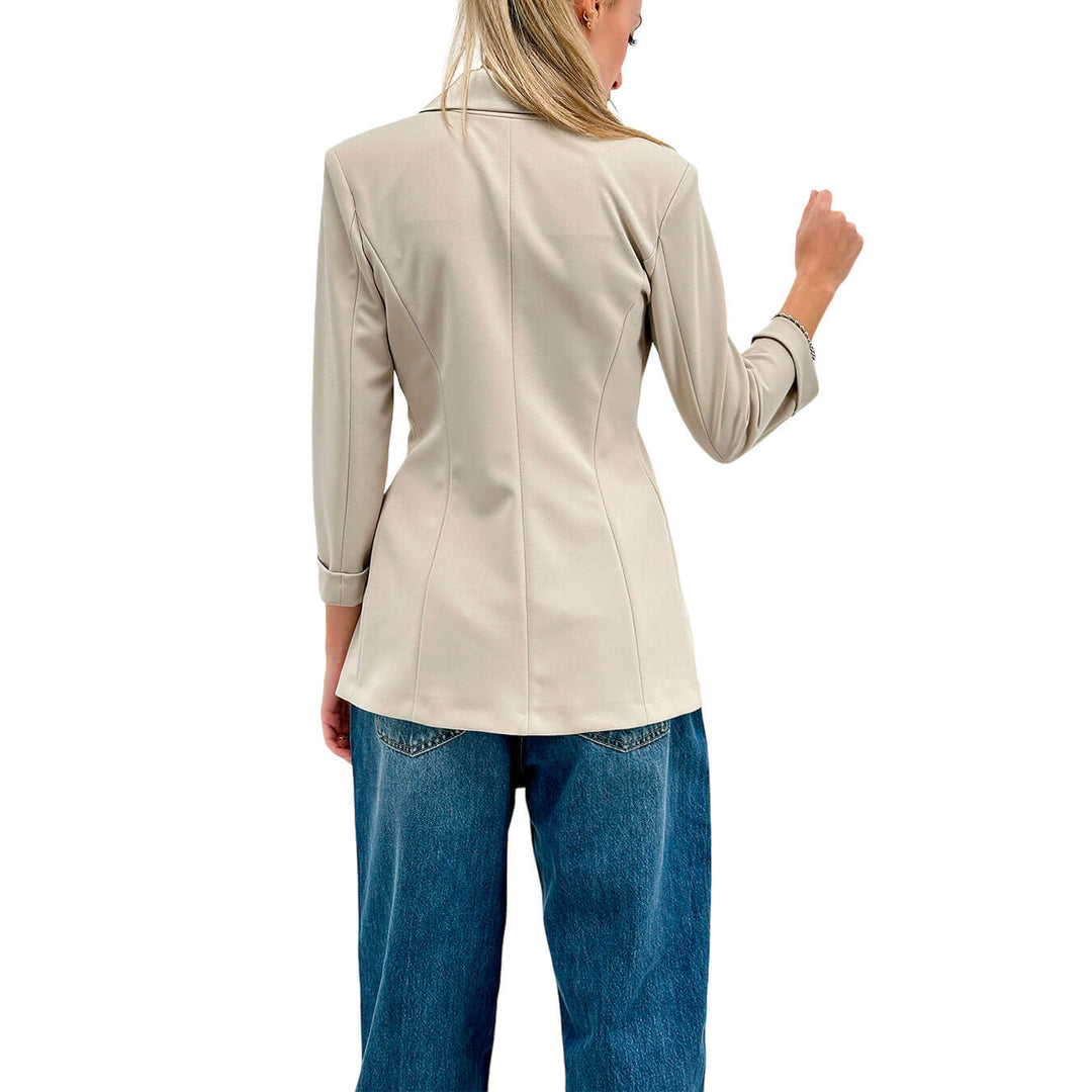 Imperial Women's Jacket, Double Breasted, Fitted, Lapels, Beige