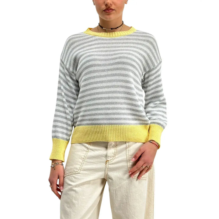 Bassini, Maglia a Righe, Donna, Cotone, Grigio e Bianco