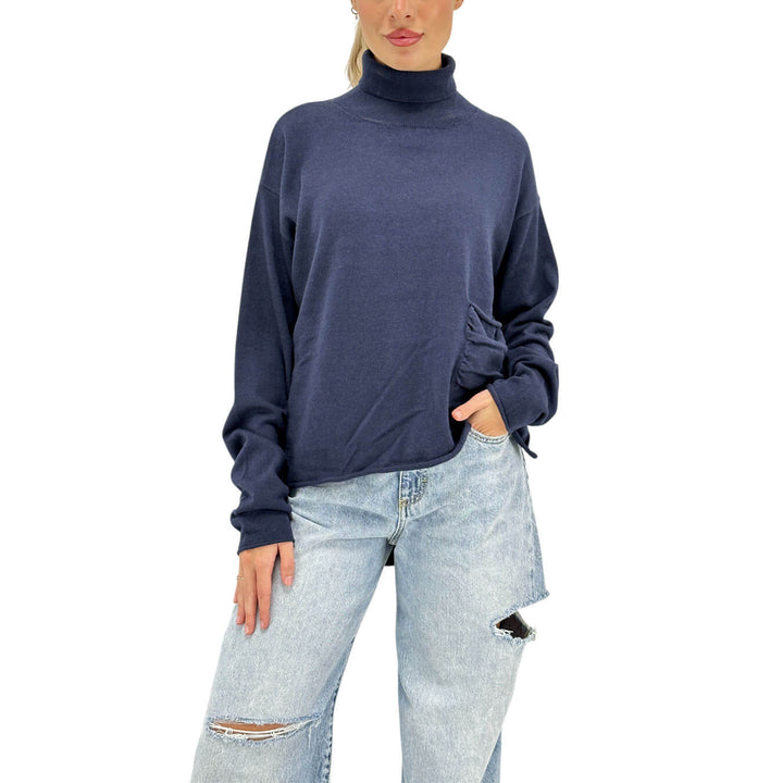 Relish, Maglia, Donna, Paxi, Collo Alto, Cotone Blu