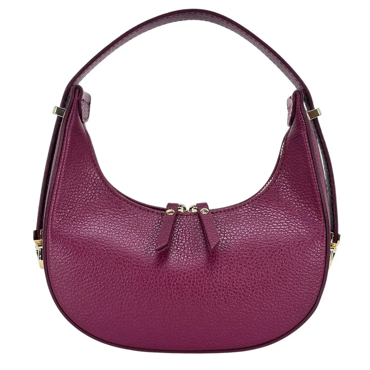 Bassini Borsa Donna Mini in Pelle Bordeaux con Tracolla Regolabile e Chiusura Zip