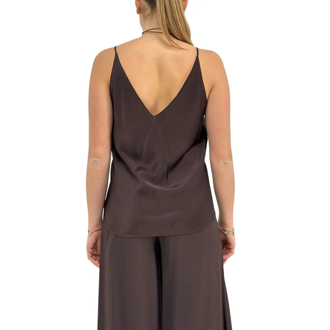 Ottod'Ame, Top, Donna, Spalline Sottili, Marrone