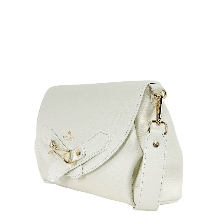 Cuoieria Fiorentina Carol Flap Bag Borsa Donna, Pelle, Bianco