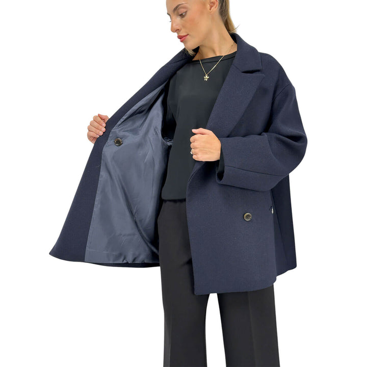 Ottod'Ame, Cappotto, Donna, Caban, Lana, Blu