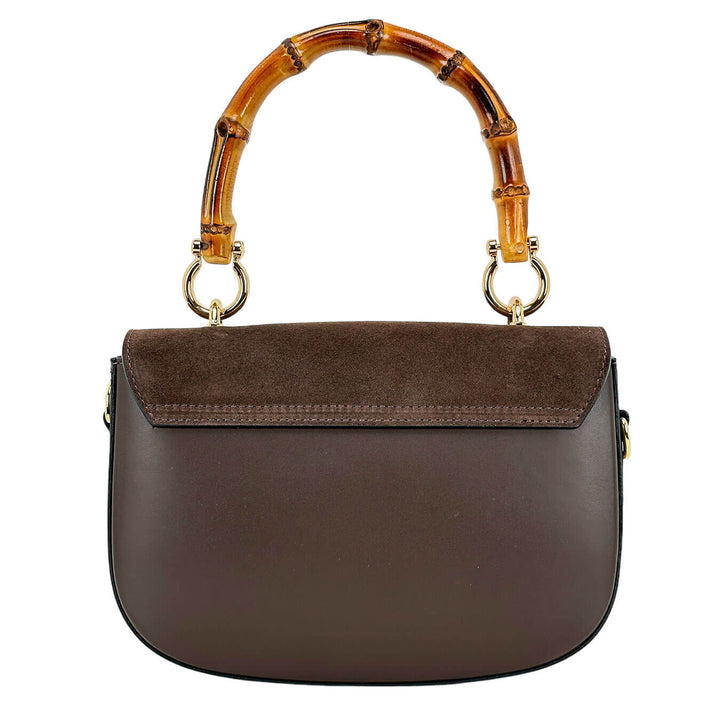 Avenue67 Thea Borsa Donna, Handbag, Maniglia Bambù, Camoscio, Marrone