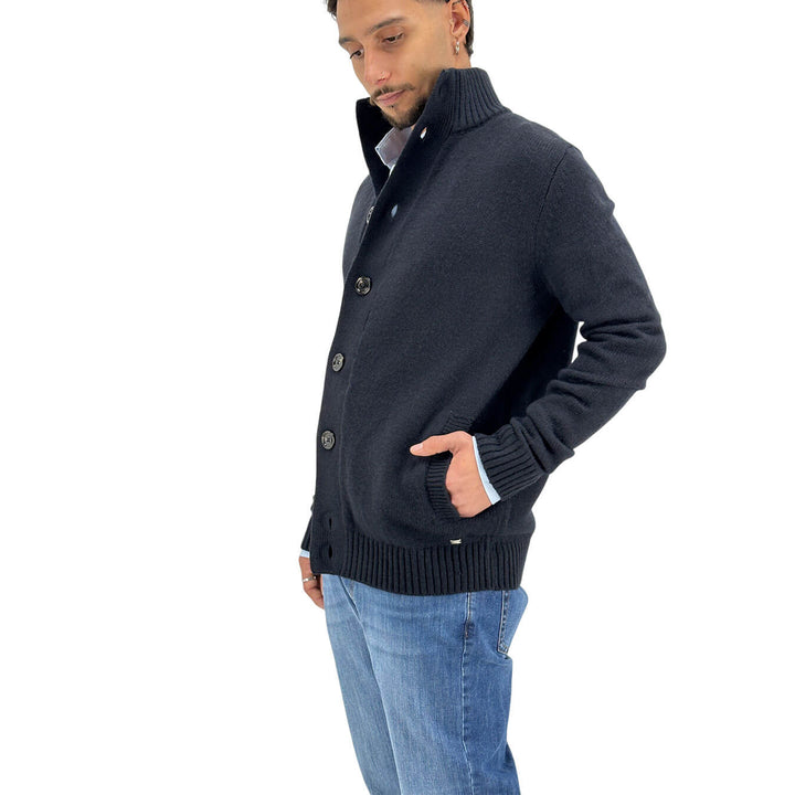Markup, Cardigan, Uomo, Tessuto Misto, Blu