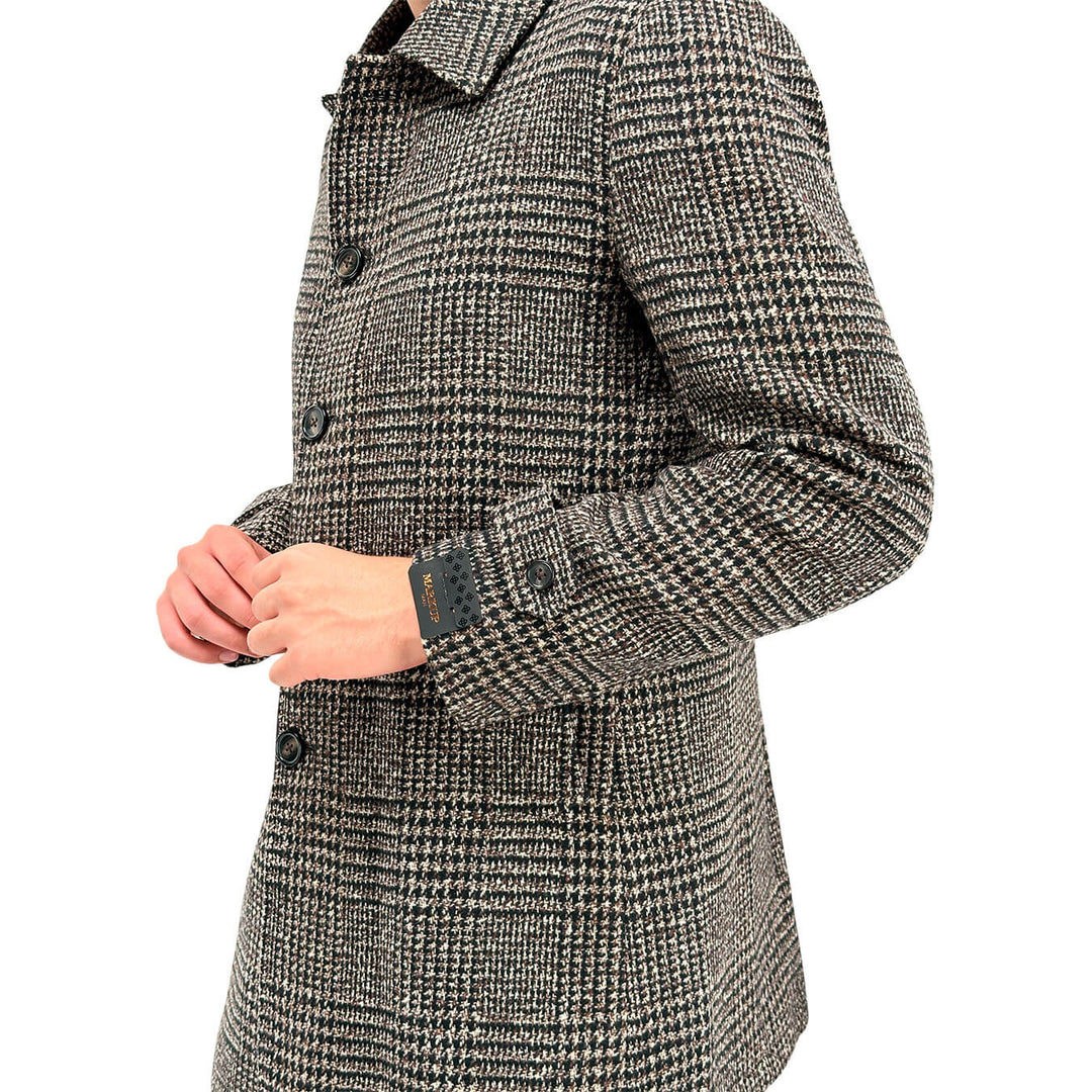 MarKup Cappotto Uomo, Monopetto, Pied de Poule, Marrone