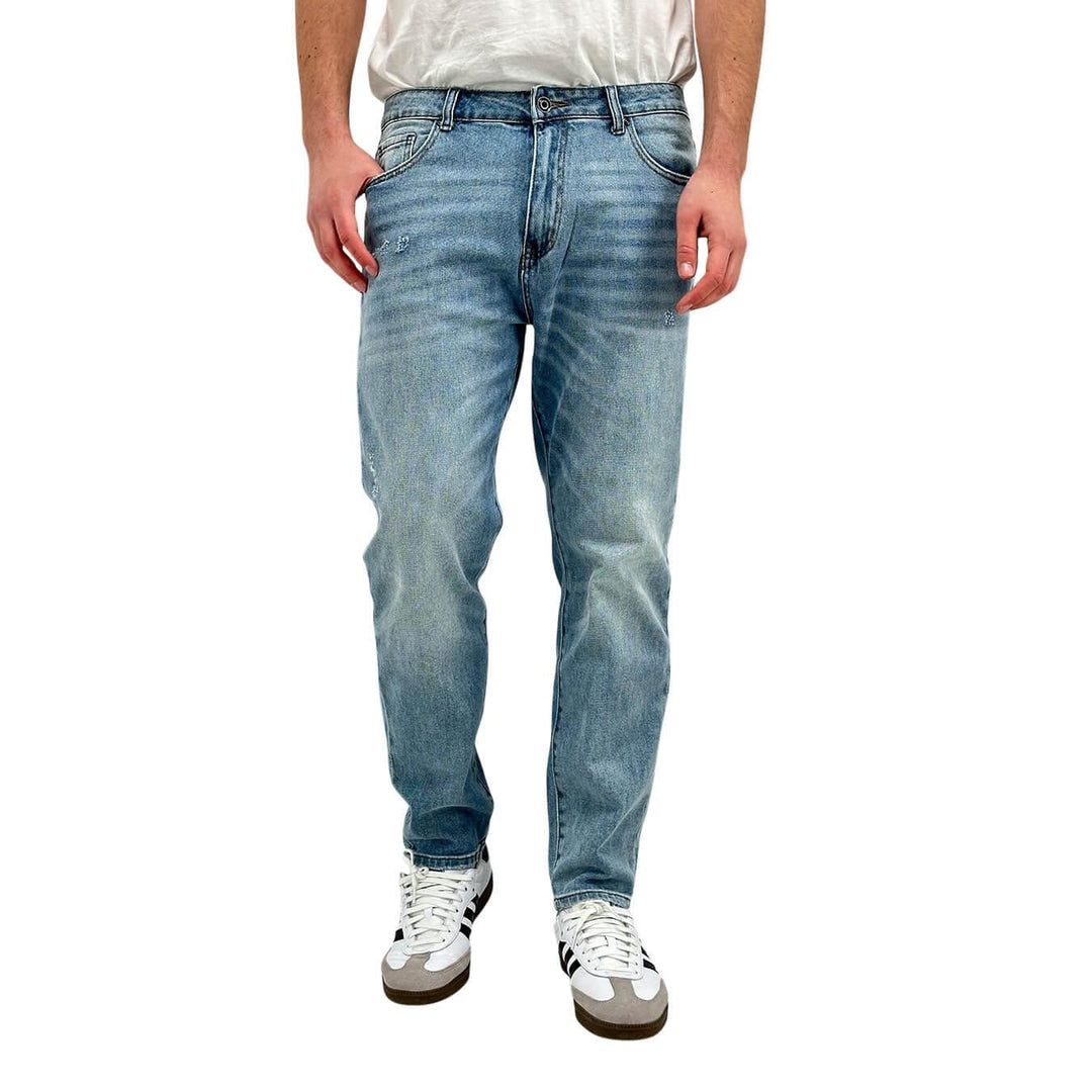 Pantaloni Uomo, Jeans, Denim, Chino, Cotone, Azzurro