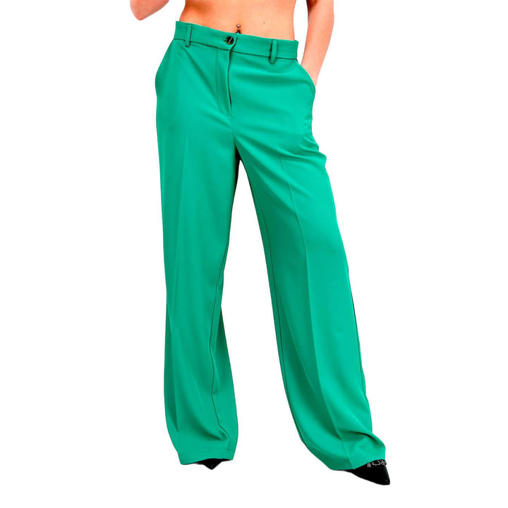 Tensione In Pantaloni Donna, Classico, Leggermente Svasato, Verde - BassiniBoutique.it