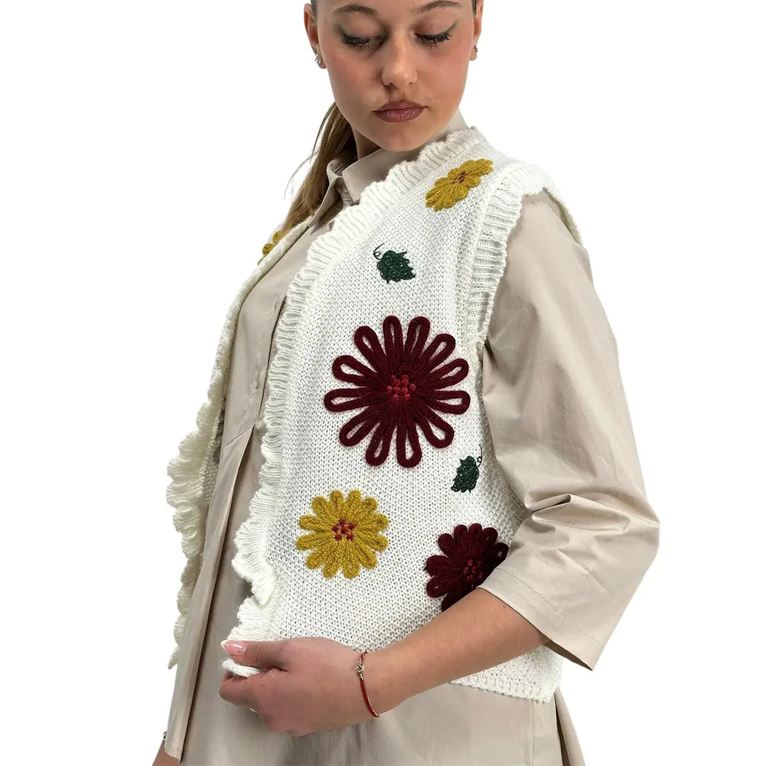 Bassini, Bolero Gilet, Donna, Bianco