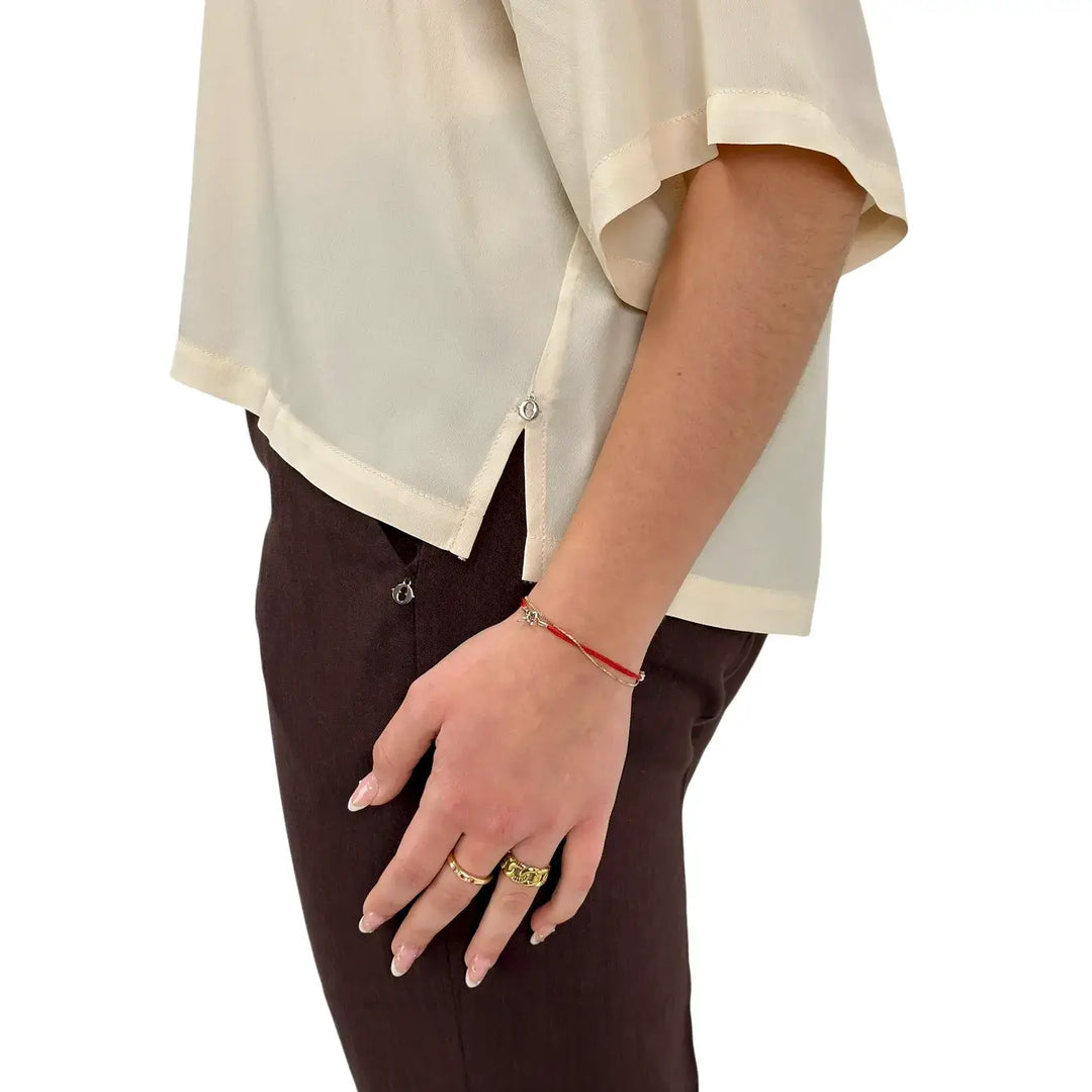 Ottod'Ame, Blusa, Donna, Tessuto Misto, Latte