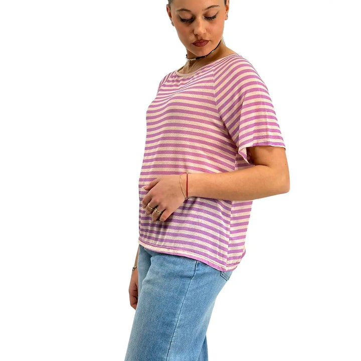 Bassini, Maglia a Righe, Donna, Rosa e Fucsia