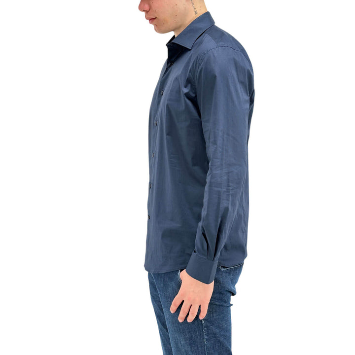 MarKup Camicia Uomo, Basic, Colletto Classico, Popeline, Blu