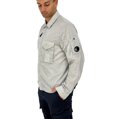 C.p. Company Jacket, 14cmos041a005904g, Chrome.r Overshirt, 936 Flint Grey, Bassiniboutique.it, 2023 p/e