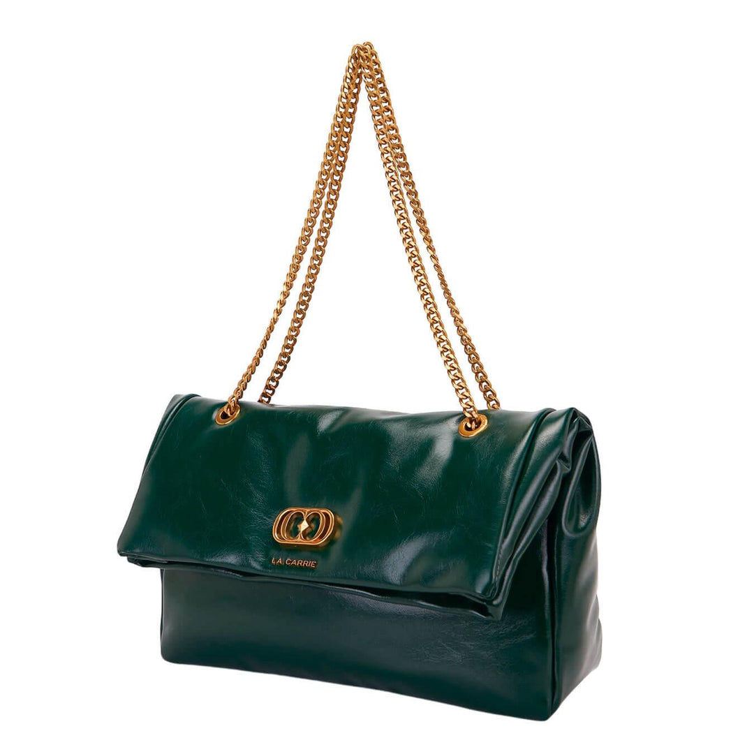 La Carrie Lumi Borsa Donna, Shoulder Bag, Patta, Ecopelle, Verde