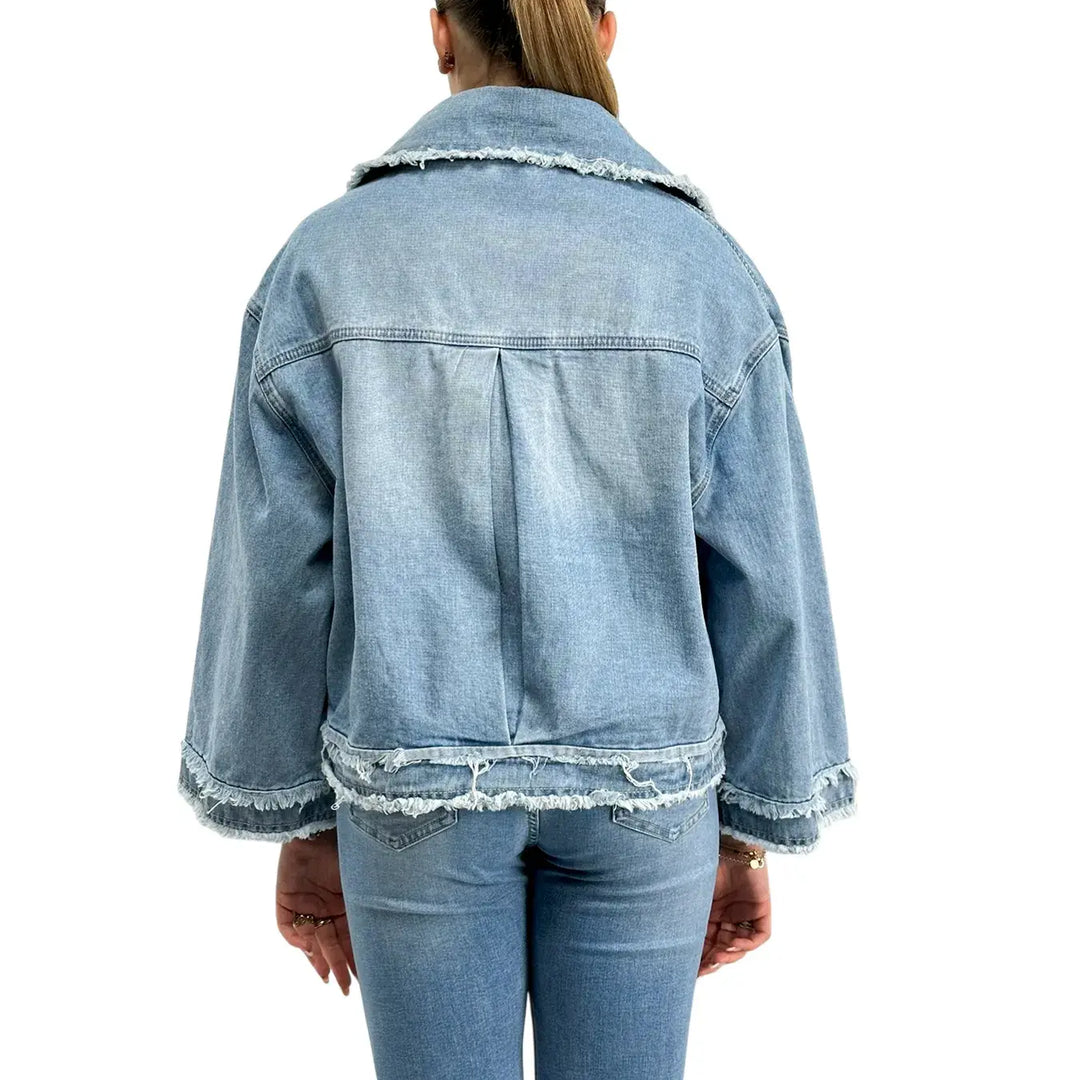 Bassini, Giubbotto Jeans, Donna, Cotone, Blu