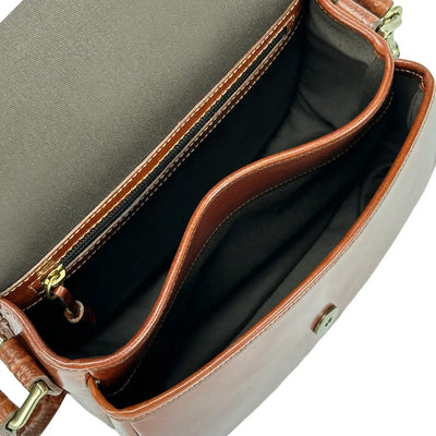 Campero Borsa in Cuoio Con, 2100, Patta Liscia, Cognac, Bassiniboutique.it, 2023 p/e