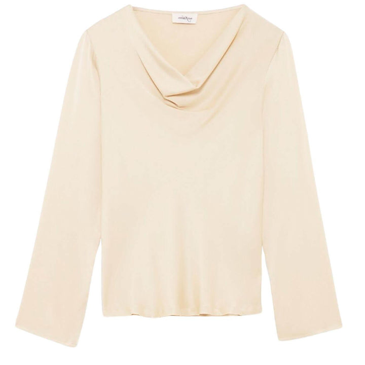 Ottod'Ame Maglia Donna, Blusa con Scollo, Fluida, Viscosa, Écru