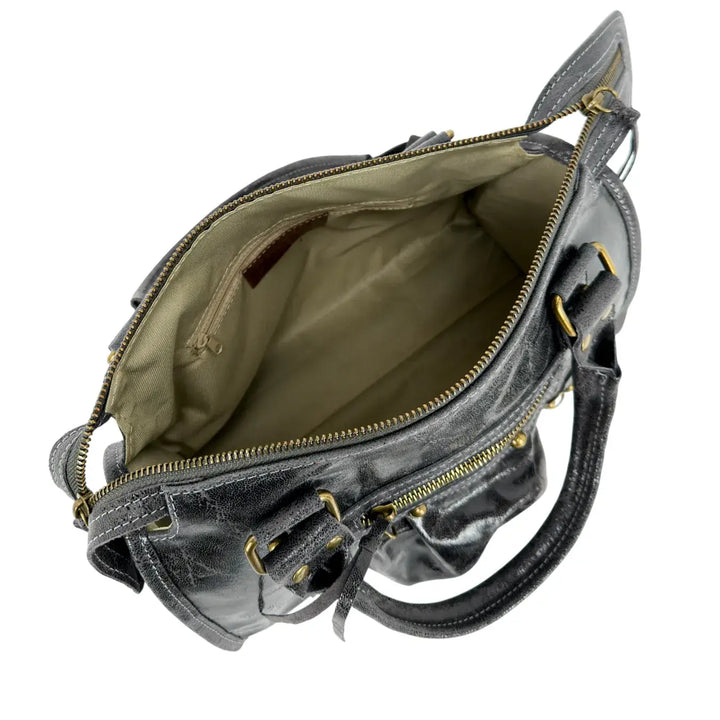 Bassini, City Bag, Media, Vera Pelle, Grigio