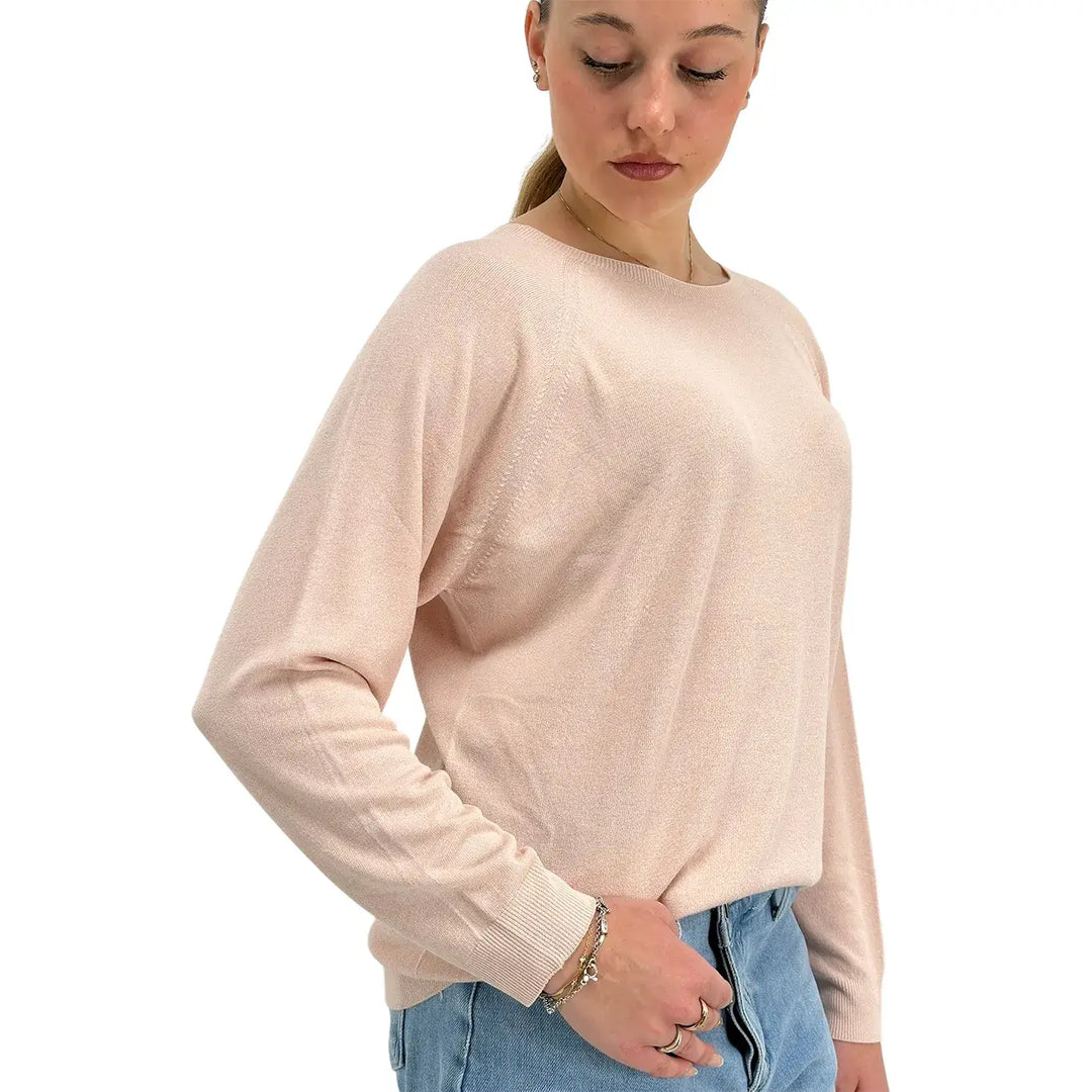 Kontatto, Maglia, Donna, Girocollo, Maniche Lunghe, Rosa, Viscosa