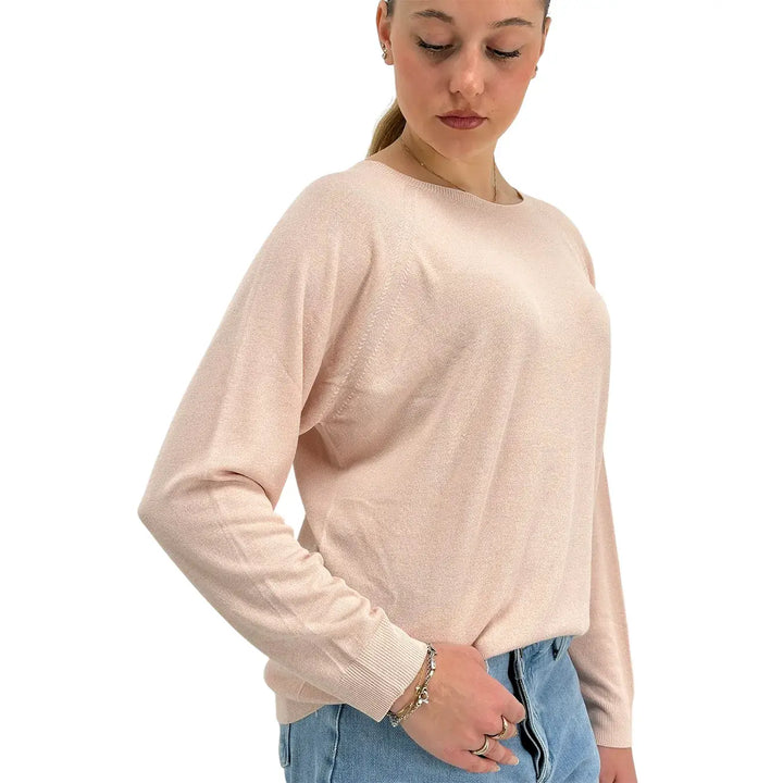 Kontatto, Maglia, Donna, Girocollo, Maniche Lunghe, Rosa, Viscosa