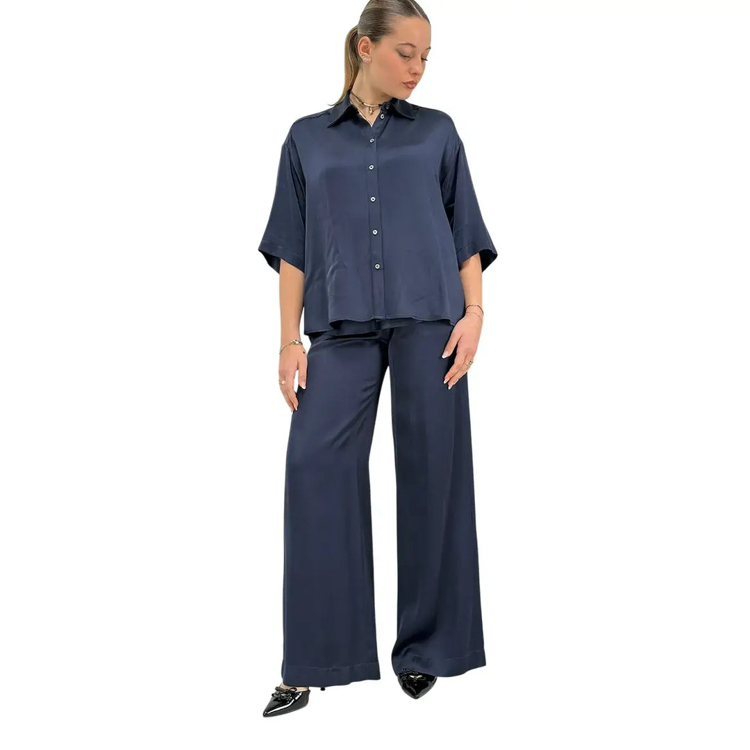 Ottod'Ame, Top, Donna, Tessuto Misto, Blu Night