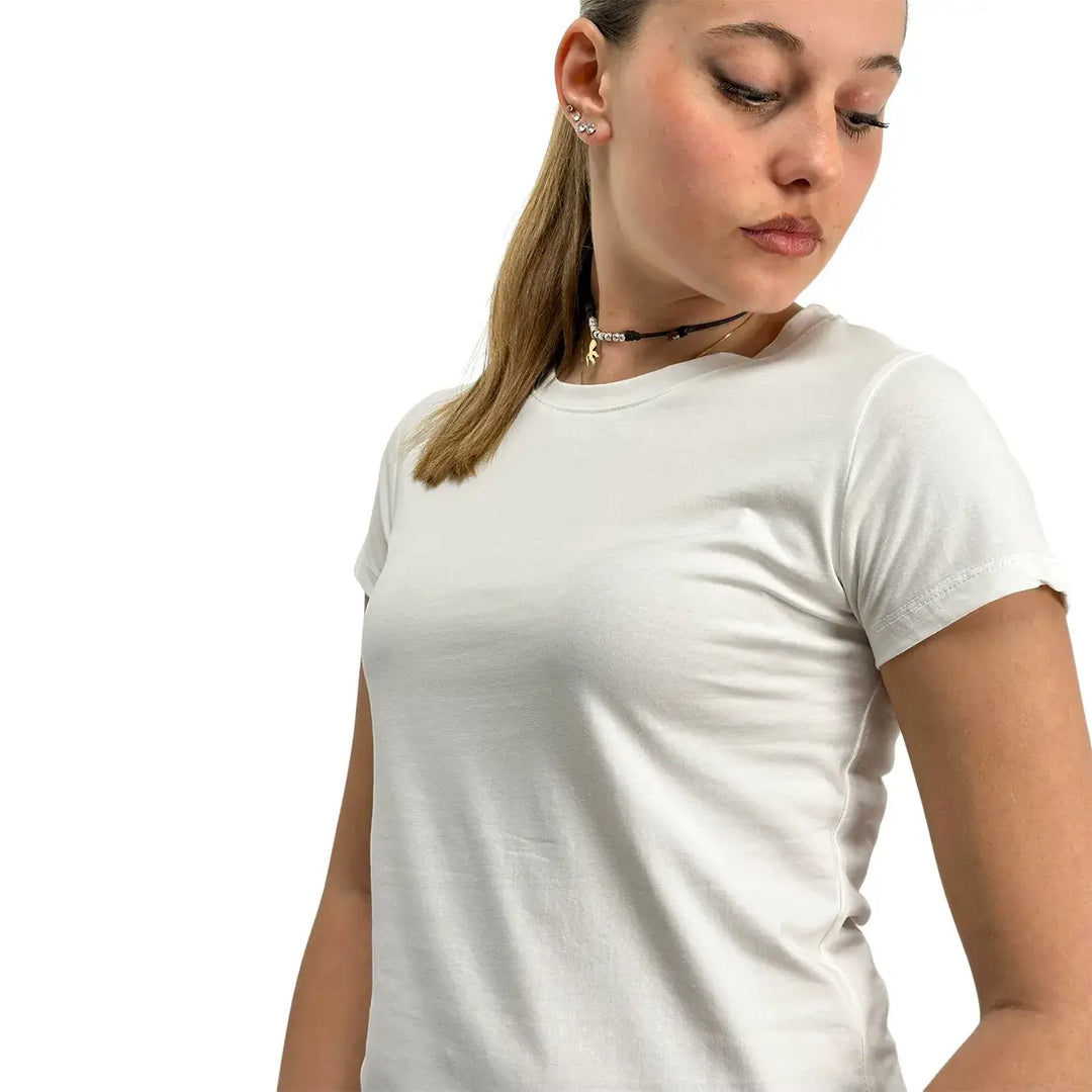 Bassini, T-Shirt, Donna, Cotone, Bianco