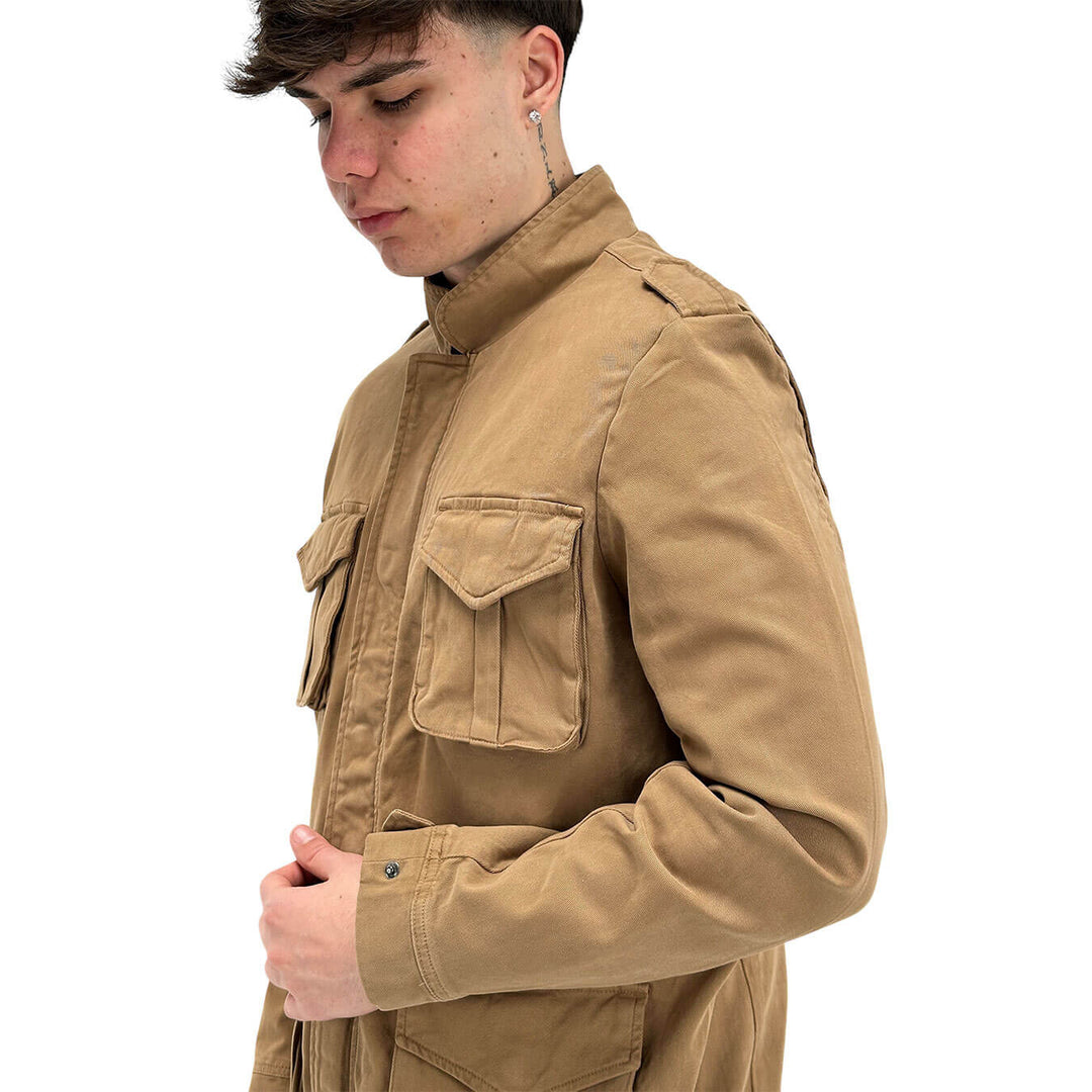 BL.11 Block Eleven Giubbotto Uomo, Tasche Frontali, Cotone, Beige