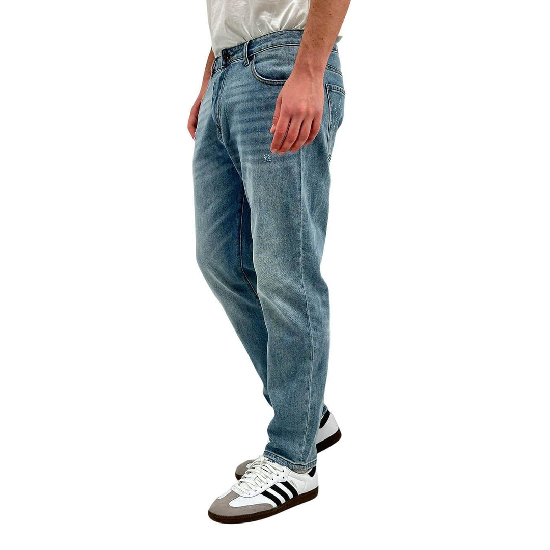 Pantaloni Uomo, Jeans, Denim, Chino, Cotone, Azzurro