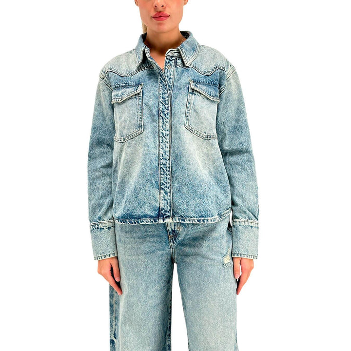 Icon Denim Giacca Norah Donna, Over, Denim, Cotone, Blu Slavato