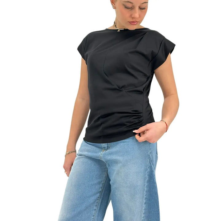 Ottod'Ame, T-Shirt, Donna, Cotone Modal, Nero