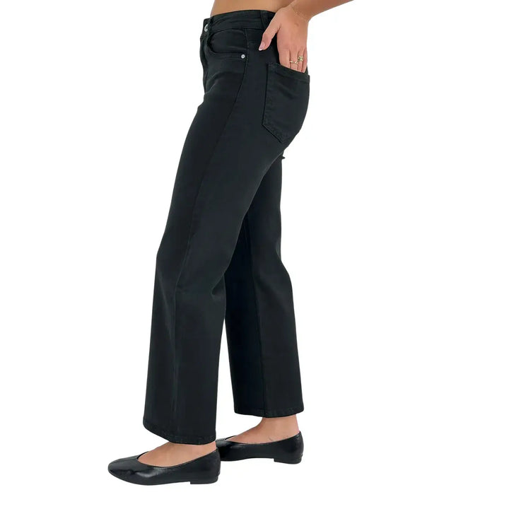 Bassini Jeans Donna Nero Over in Morbido Bull di Cotone Elasticizzato